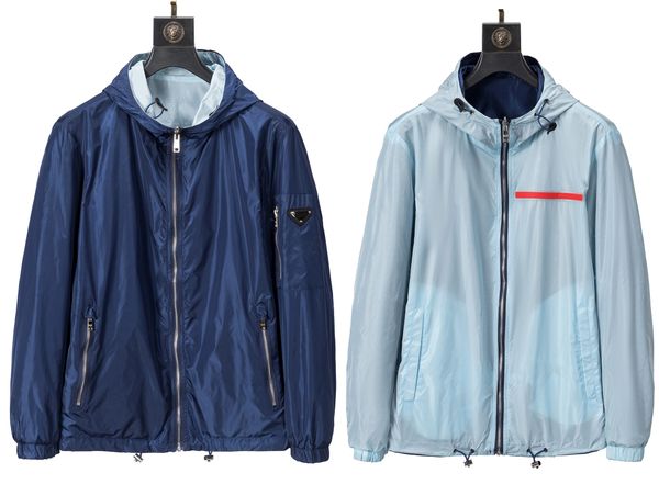 

fashion designer men's jacket men's double-sided hooded jacket good fall winter double-sided hooded coat windbreaker zipper jacket, Black;brown