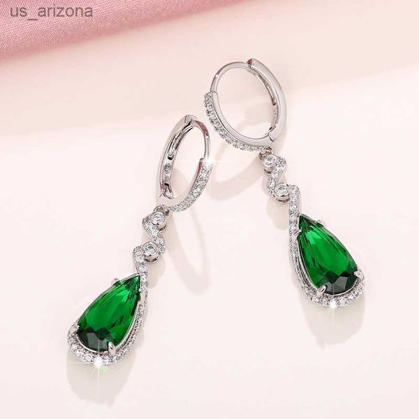 

caoshi stylish lady drop earrings bright green crystal stone pendant accessories for anniversary party fashion female jewelry l230620, Golden;silver