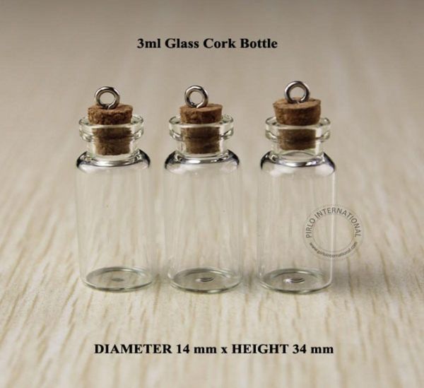

3ml excellent small glass bottles vials with metal hook decorative corked glass test tube bottle with cork ser 50pcs8092009
