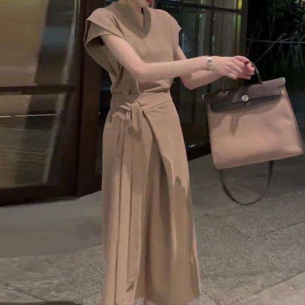 

high end exquisite khaki dress for women summer style slim fitting niche skirt quality feeling of a royal sister, Black;gray