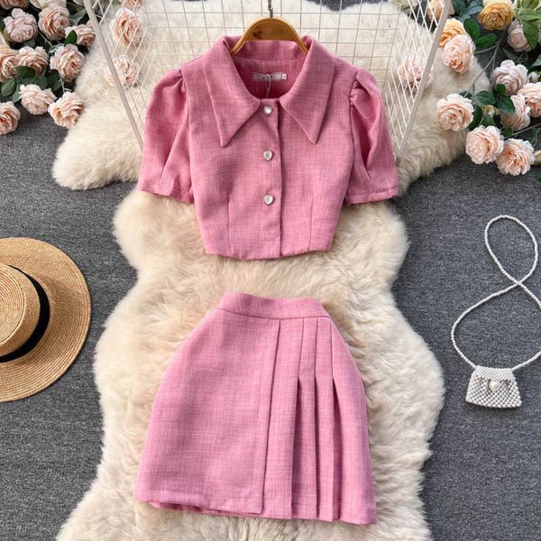

autumn two piece dress new golden velvet shorts suits ladies set bow lace up collar shirts and double-breasted high waist 2023, White