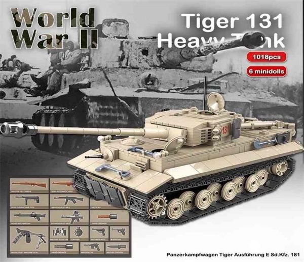 

1018pcs tiger 131 military tank building blocks ww2 heavy tanks bricks set weapons soldiers models kids diy toys children gifts 212575768