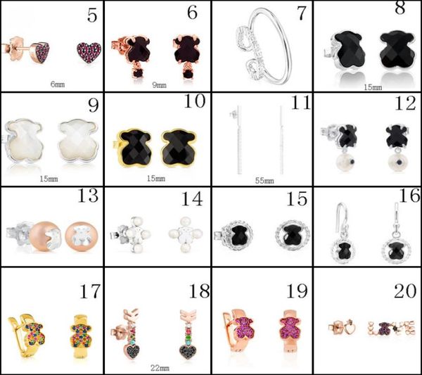 

2020 100 925 sterling silver bear stud earrings classic pierced stud earrings jewelry manufacturers whole 83923089, Golden;silver