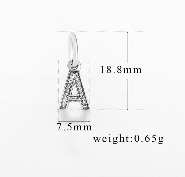 

authentic 925 sterling silver jewelry cz a-z letter pendant 26 alphabet pendant charms fit p original bracelet & necklace8440759, Black