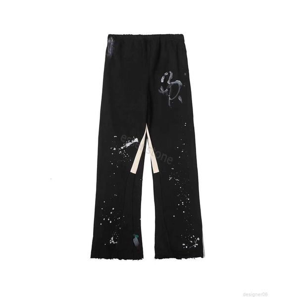 

men's jeans mens dept pants galleryes sweatpants speckled letter print cotton women's couple loose versatile print vintage ins was, Black