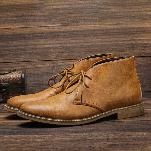 

large men's shoes desert boots classic polo boots brush color, Black