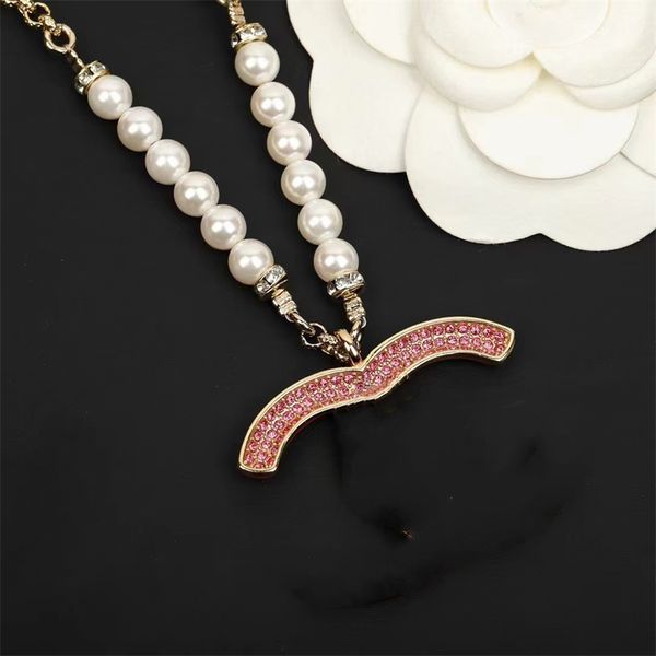 

luxury designer brand c letters pendant necklaces chain 18k gold plated pearl sweater newklace for women wedding jewerlry accessories, Silver