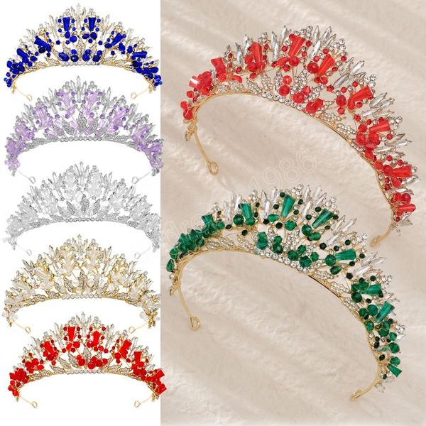 

shiny wedding crown bridal hair accessories women crown rhinestones crystal tiaras bride queen party crown 5 colors, White;golden