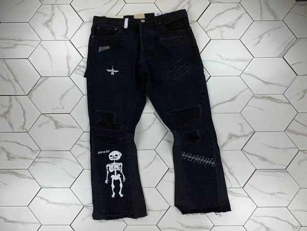 

hm576 mens jeans distressed motorcycle biker jean rock skinny slim ripped hole stripe fashionable snake embroidery de3575705, Blue