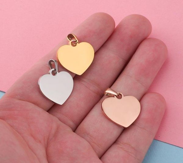 

stainless steel mirror polished 20mm heart tag charms pendant for bracelet necklace diy jewelry making charms6446302, Bronze;silver