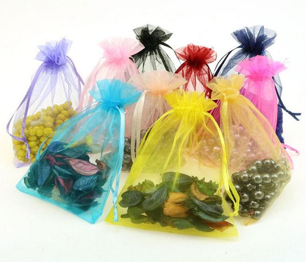 

100pcslot sheer organza pouch 4quotx6quot 10x15cm wedding favor jewelry gift candy bag many color optional5654420, Pink;blue