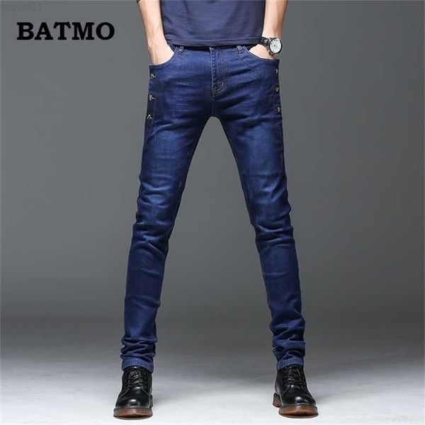 

men's jeans batmo arrival men fashion elasticity men's comfortable slim male cotton jeans pants27-36 210318 l230726, Blue