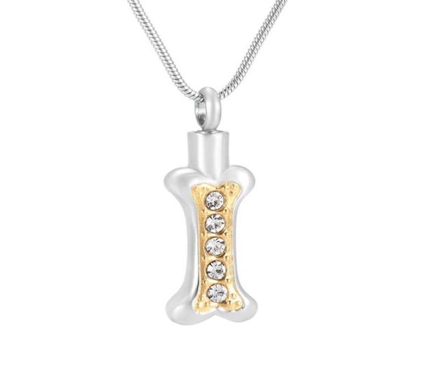 

ijd9874 high polished two tone stainless steel dog bone cremation urn neckace engravable pet name memorial ashes jewelry25995553674, Silver