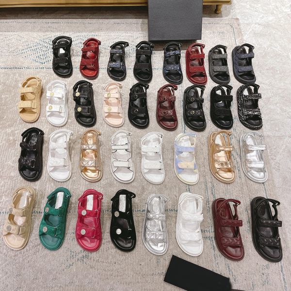 

2023 luxury sandals women slipper men slides leather sandal womens hook & loop casual shoes 35-41 with black box and dust bag 0003