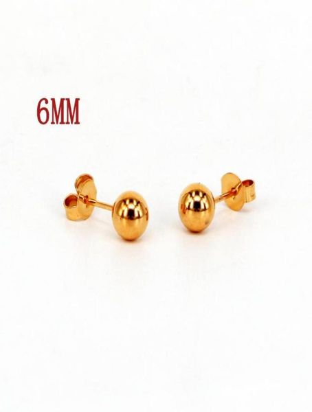 

stud simple fashion size steel ball titanium earrings women wild gold whole9410647, Golden;silver