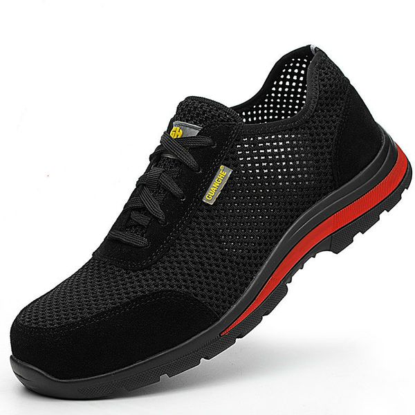 

dress shoes summer men woman work boots mesh sneakers antismashing antipiercing outdoor safety cs227 230726, Black