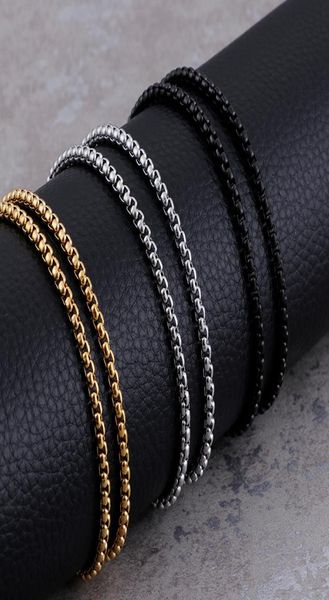 

3mm titanium box chains goldsilverblack stainless steel long chain necklace for men fashion jewelry4180463, Silver