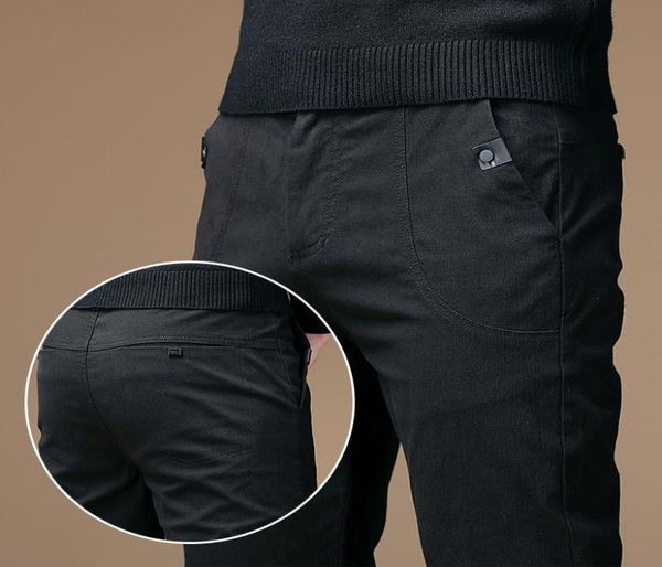 

ebaihui men pants summer style design casual slim pant straight trousers business zipper pants men brand clothing l0127949860, Black