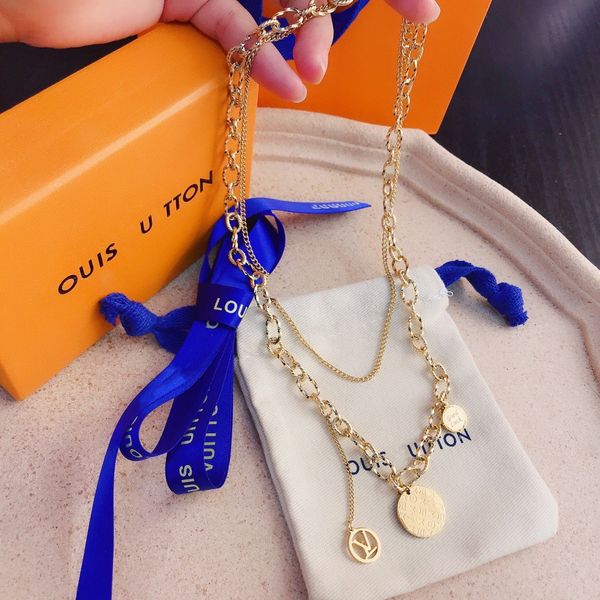 

luxury designer letter pendant necklaces 18k gold plated sweater necklace for women wedding party jewelry accessories, Silver