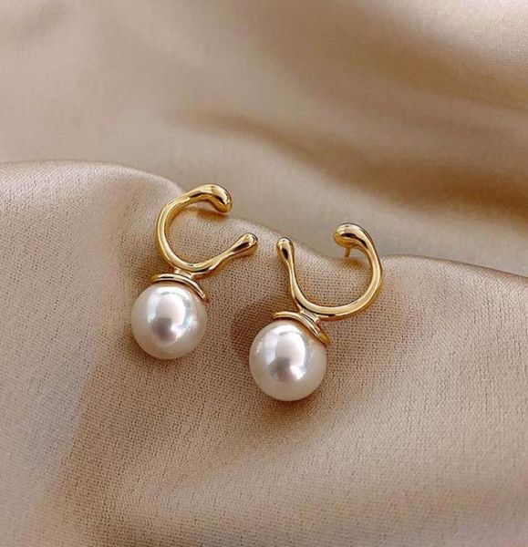 

pearl earrings female 2021 trendy korean temperament highend elegant exquisite trend tiny ear studs dangle chandelier8017591, Silver