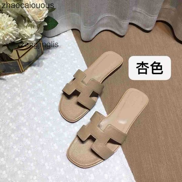 

summer h sandal versatile oran bear color women's slippers designer slipper shoes matching leatone line for tourism wear flat bottomed