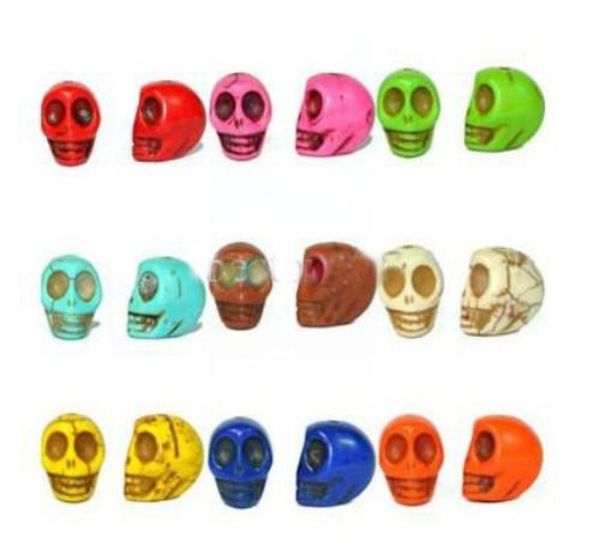 

50pcs mix skull turquoise gemstone loose beads charms colorful bead fit diy handcraft 12mm1659844, Black