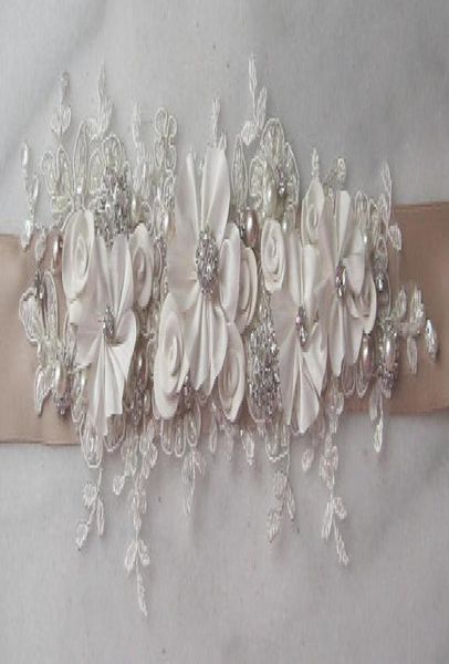 

exquisite bridal sashes rhinestones applique pearls flowers wedding belts bridal accessories customized3157355, White