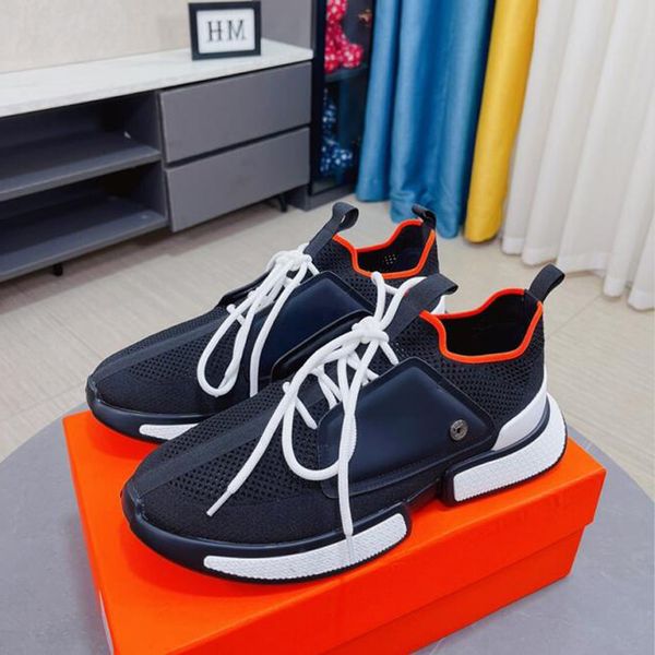

fashion men bouncing casual shoes soft bottoms running sneakers italy luxurious elastic band low mesh breathable leather design casuals spor, Black