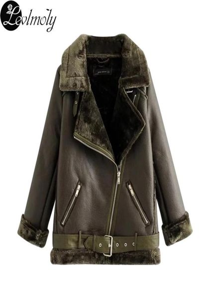 

levlmoly 2017 women leatherfur winter coat faux leather jacket veste cuir femme jaqueta de couro tb2055442681, Black
