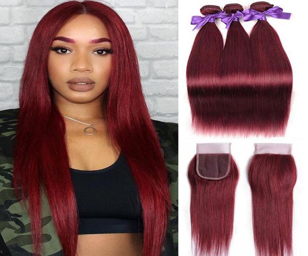 

quality straight hair color 27 30 33 99j bug ombre human hair bundles with closure brazilian virgn hair bundles with closure peruv7096215, Black;brown