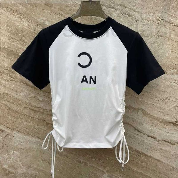 

women's t-shirt designer women 100% cotton tee t shirts with letter pattern girls slim vintage crop brand jersey runway short pullover, White