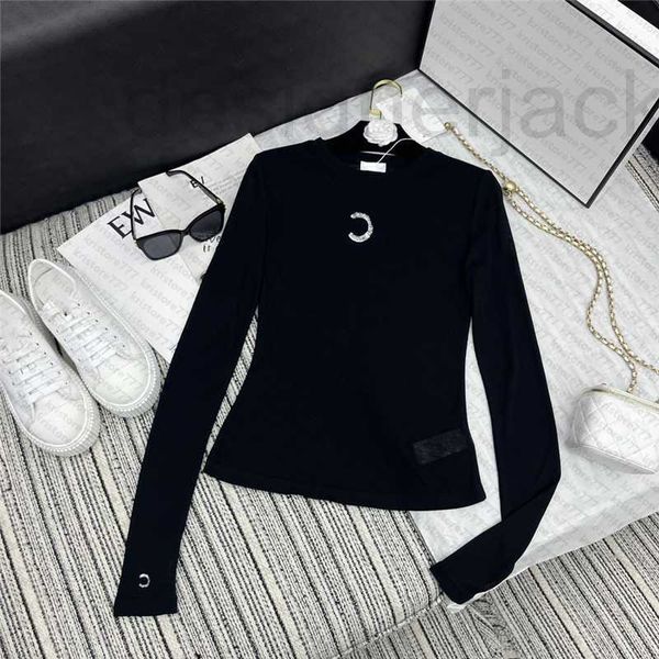 

women's hoodies & sweatshirts designer cotton women pullover clothing with letter sequins slim girls high end luxury brand mesh tee sh, Black