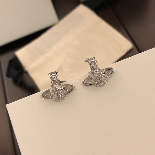 

woman stud designer earrings crosses hoop earing gold vivian pearl orecchini luxury women saturn earings jewelry westwood 3453, Golden;silver