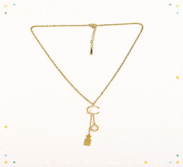 

never fading 14k gold plated luxury brand designer pendants necklaces stainless steel letter choker pendant necklace chain jewelry1991498, Silver