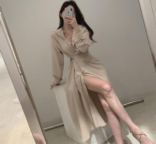 

casual dresses vintage french korean style design long shirt dress elegant waist lace harajuku for women party autumn 2022 clothes2341122, Black;gray