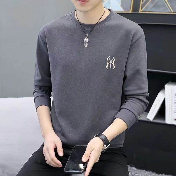 

2023 new autumn sweater men's round neck youth fashion brand loose large size clothes ins fashion long sleeve t-shirt, Black