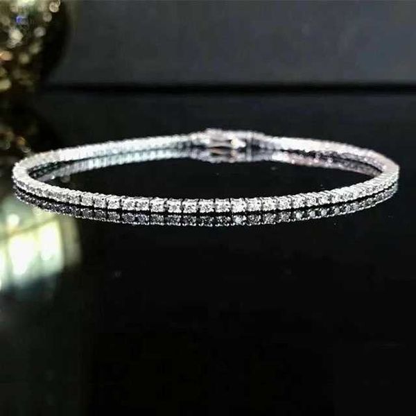 

xinfly 18k solid gold 1carat diamond square tennis chain bracelet, Silver