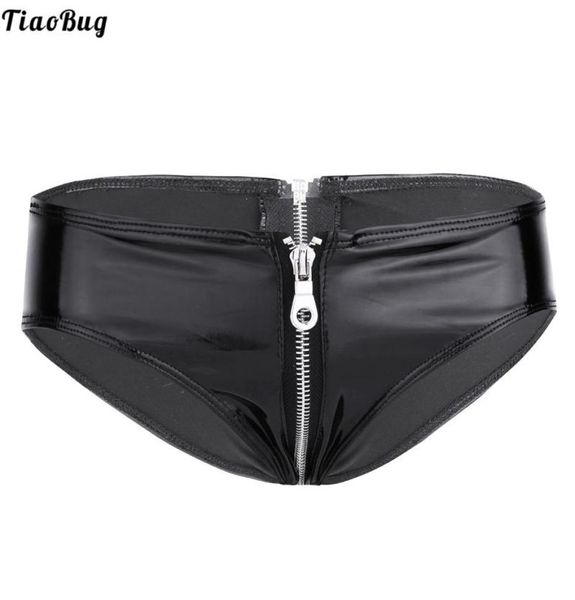 

women039s panties tiaobug black womens lingerie shiny patent leather zipper crotch low rise bikini briefs underwear underpants1415071, Black;pink