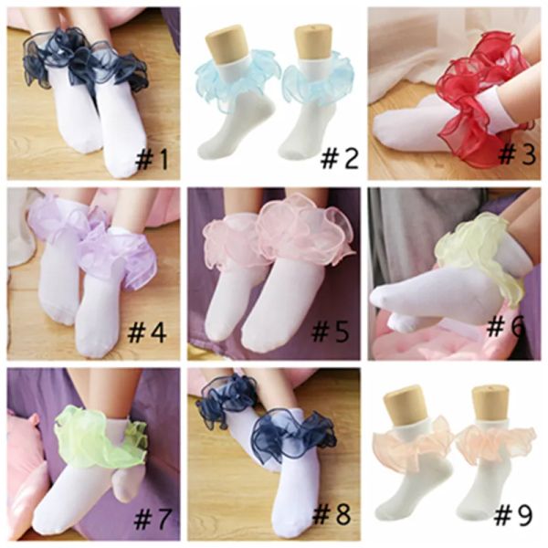 

10 colors kids baby socks accessories girls cotton lace threedimensional ruffle sock infant toddler socks children clothing zz, Pink;yellow