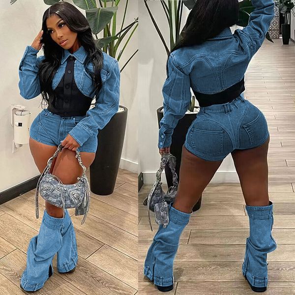 

women's two piece pants denim jean 2 piece matching pant set outfits summer women clothes y2k biker shorts suits sets cropped tracksui, White