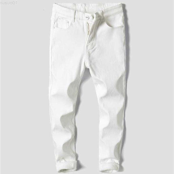 

men stretch fashion white denim trousers for male winter fleece retro pants casual men's jeans size 27-36 230316 l230726, Blue