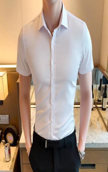 

man white dress shirt male black social shirt men039s summer pink short sleeve casual button up slim fit chemise homme8454598, White;black