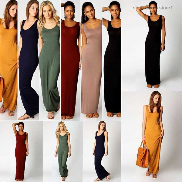 

stylish women vest tank maxi dress silk stretchy casual summer long dresses sleeveless backless lady clothing f052 66, White;black