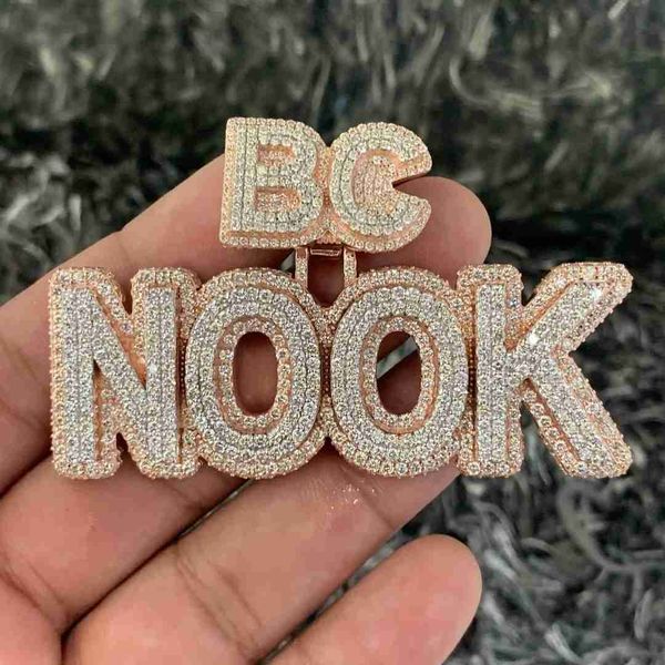 

custom iced out shinning 925 sterling silver vvs moissanite d color diamond letter name initial pendant