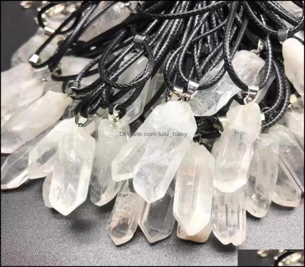 

pendant necklaces trendy natural white crystal pillar energy healing stone necklace rope women jewelry facto baby dhhj12068790, Silver
