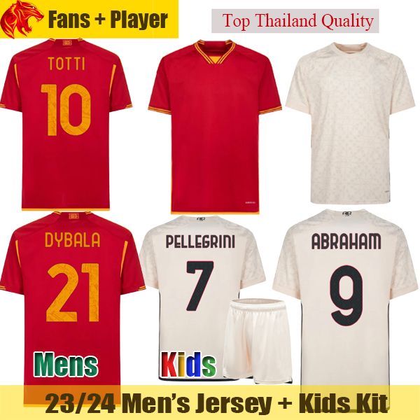

2324 as roma soccer jerseys totti 2023 2024 fans player version el shaarawy smalling maglia pellegrini abraham dybala football shirts 23 24, Black;yellow