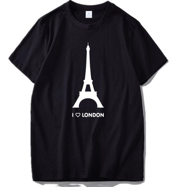 

2019 new i love london t shirt funny eiffel tower romantic design fashion tshirt homme cotton soft hipster2448471, White;black
