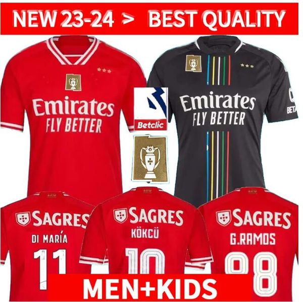 

23 24 benfica soccer jersey rafa neres g ramos 2023 2024 away third enzo men kids kit player football shirt otamendi grimaldo joao mario yar, Black;yellow