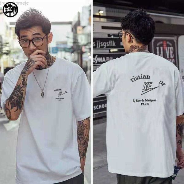 

2023 summer t shirt men women printed short sleeve t-shirt streetwear tee n-13, White;black