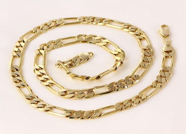 

women or mens 24k real solid gold gf figaro chain necklace 8 mm links 60 cm curb gift case8713279, Silver